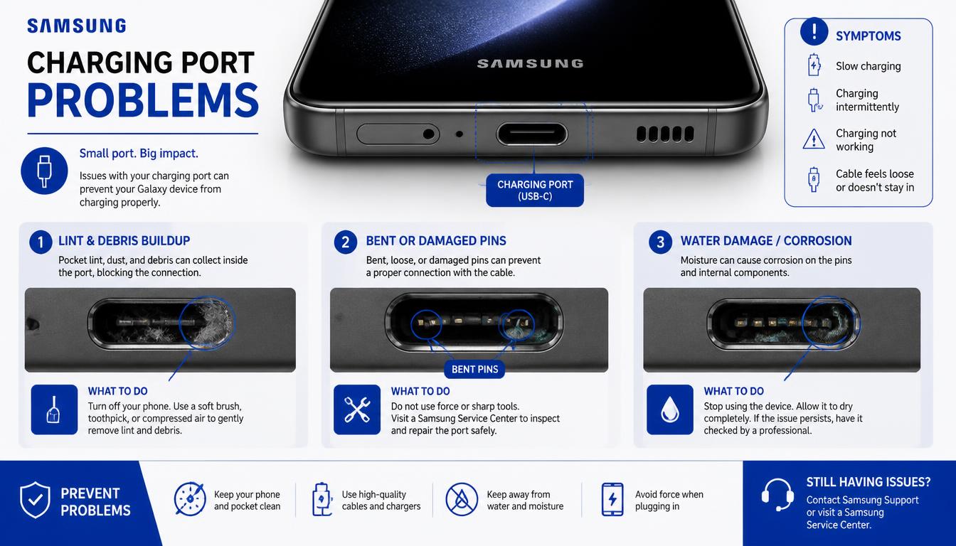 Samsung charging port problems infographic