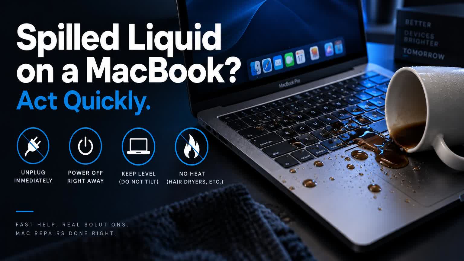 Spilled liquid on a MacBook emergency steps guide