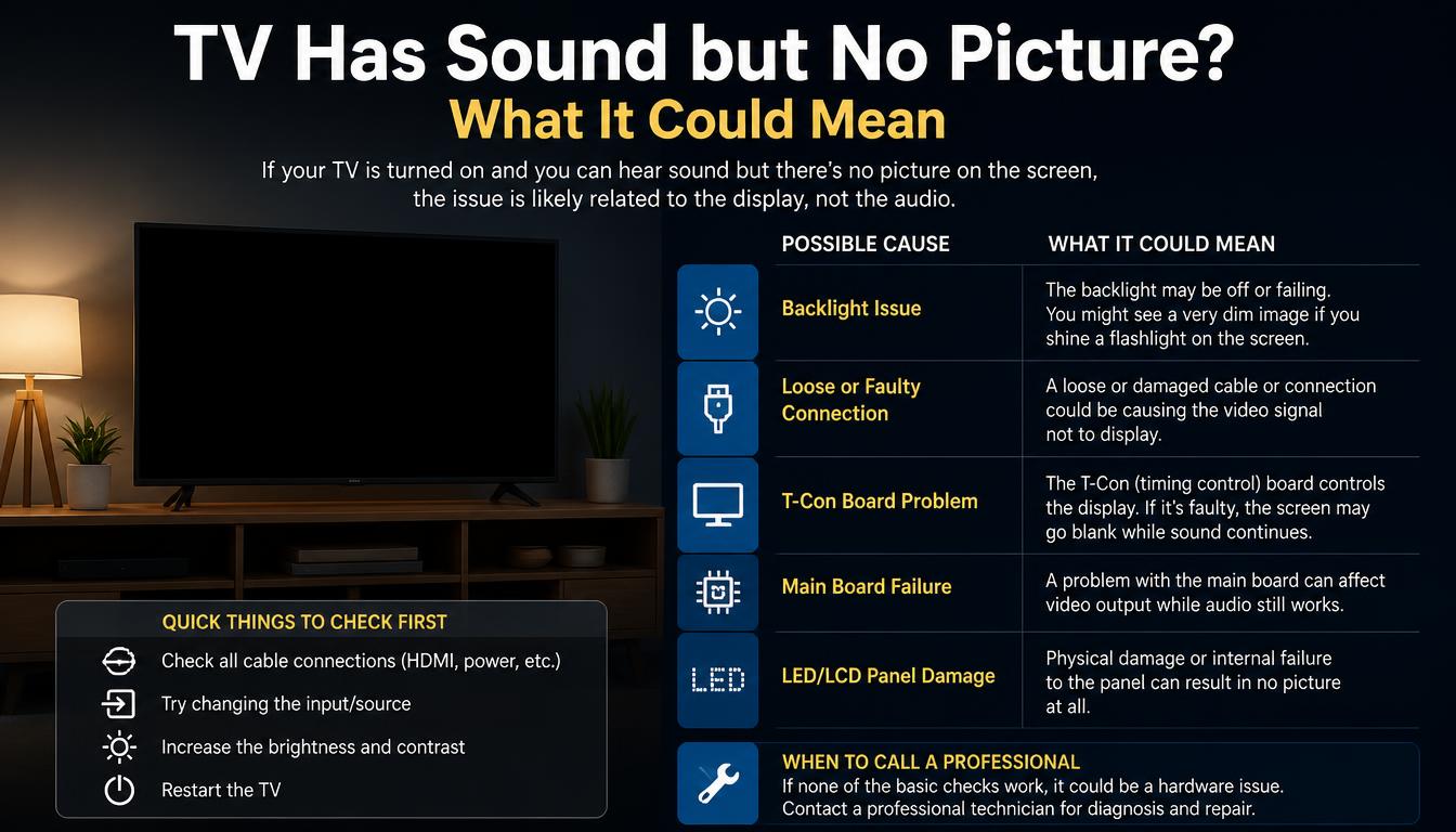 TV has sound but no picture troubleshooting guide