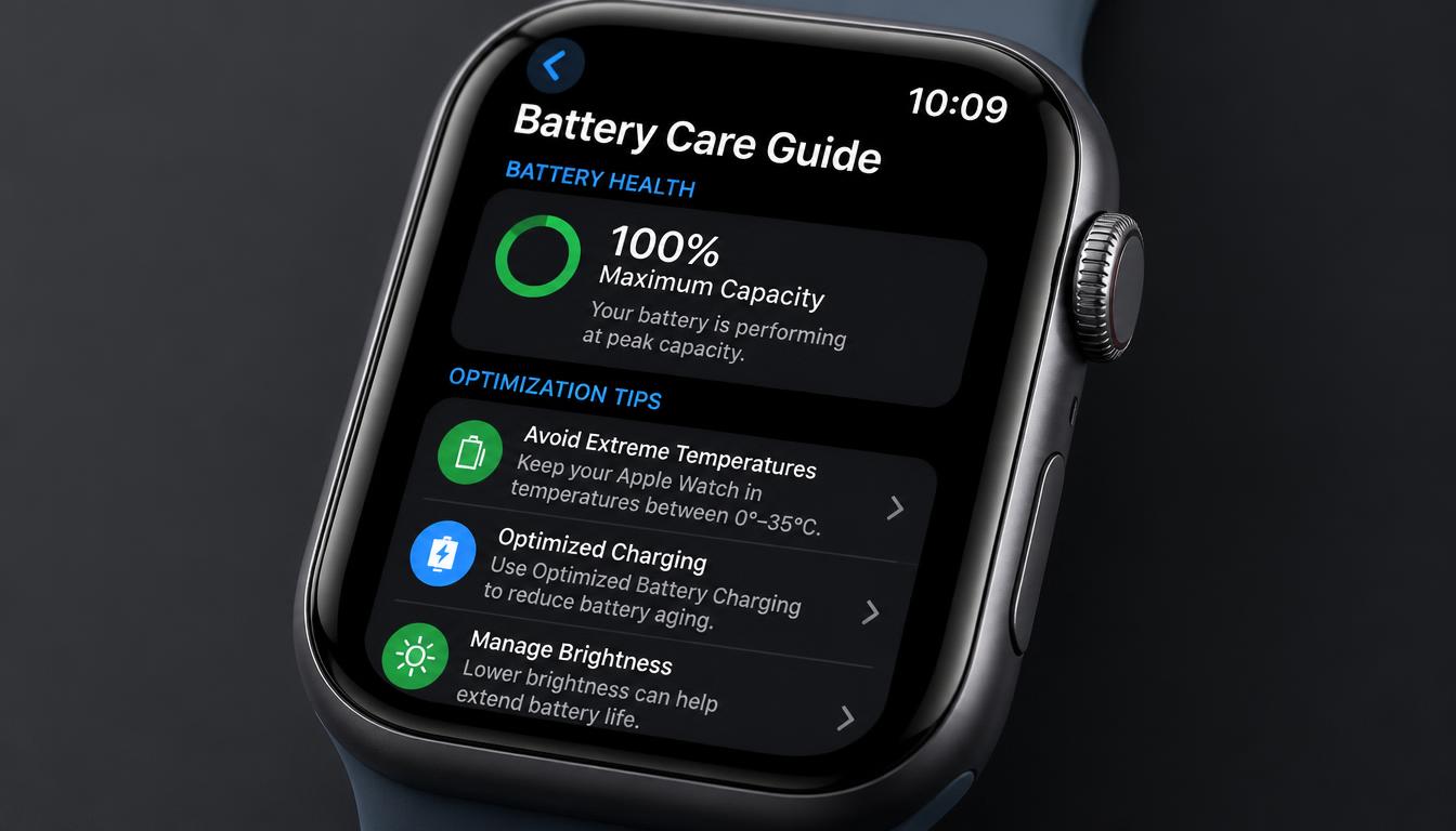 Apple Watch battery care guide on screen