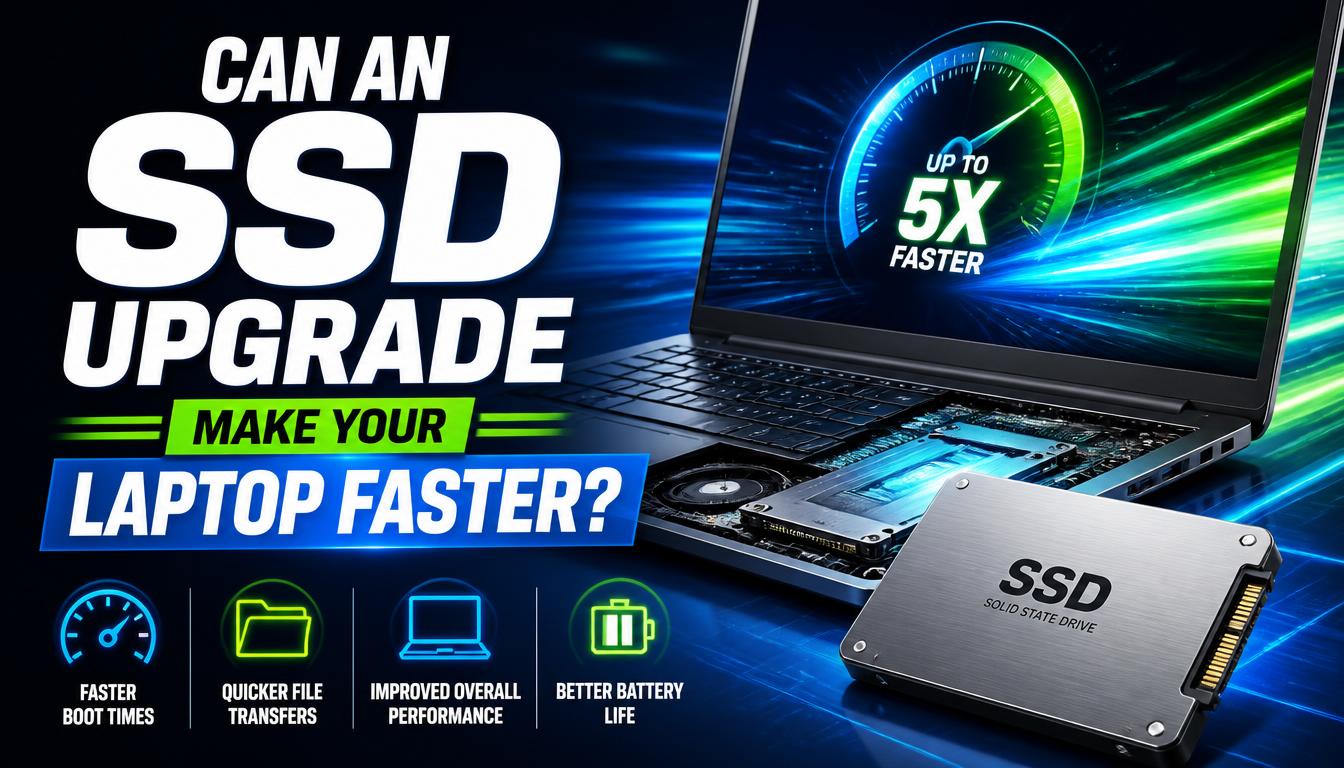 SSD upgrade laptop speed infographic