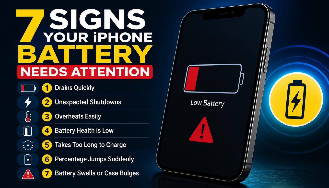 7 signs your iPhone battery needs attention infographic