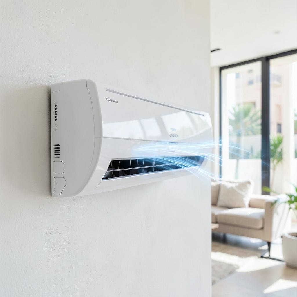 Cool air flowing from a clean split AC